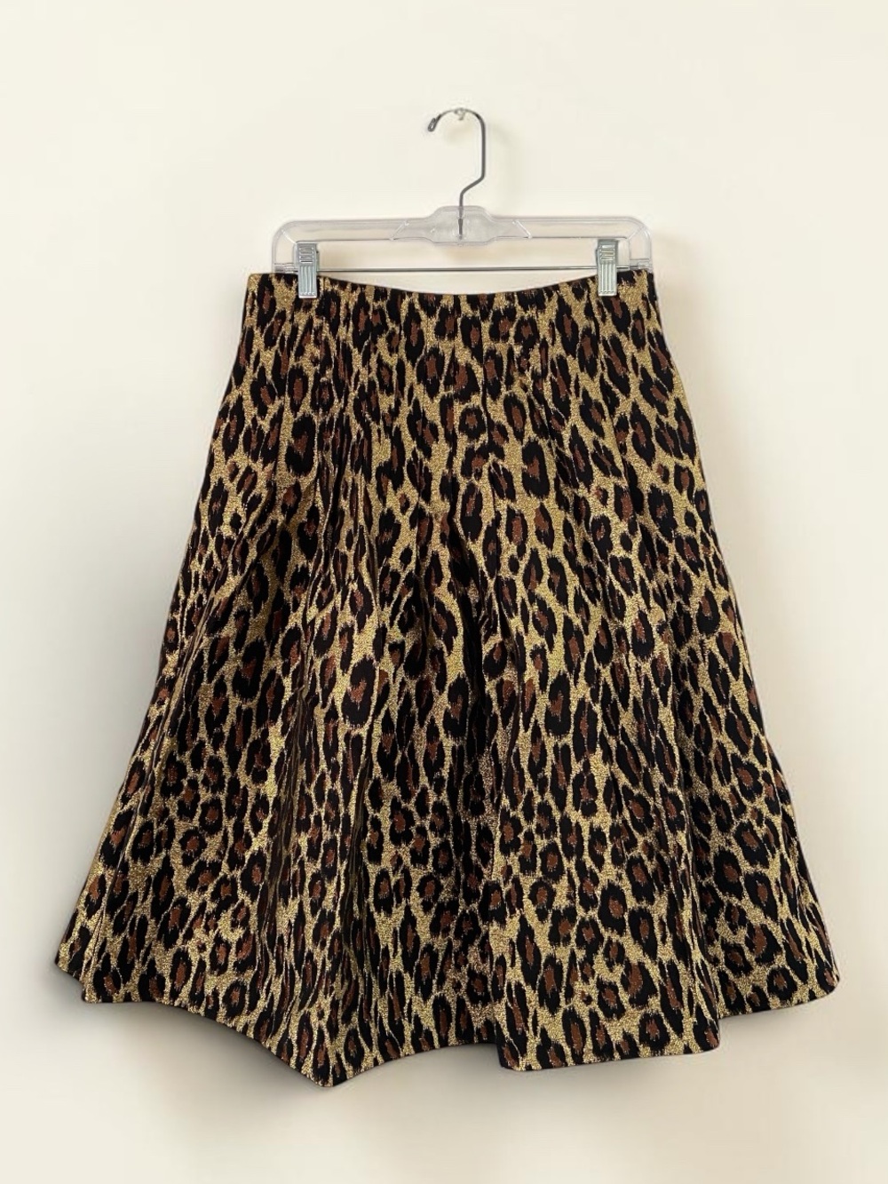 Samantha Sung Silk Jacquard Leopard Print Midi Skirt